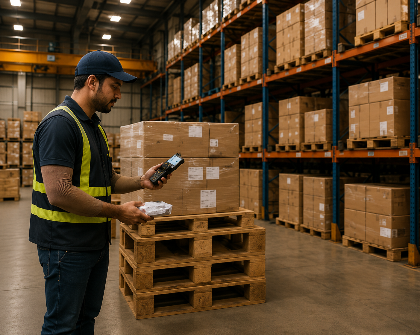 Consumer goods managed inside an export warehouse